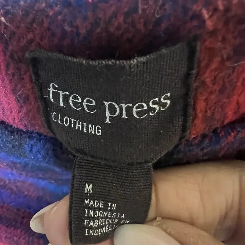 Free Press Clothing Mini Flannel Skirt Plaid Size Medium Red Blue Acadamia